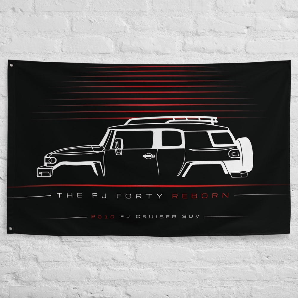 Toyota FJ Cruiser SUV 2010 car silhouette flag - White Brick Wall