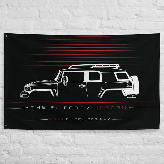 Toyota FJ Cruiser SUV 2010 car silhouette flag - White Brick Wall