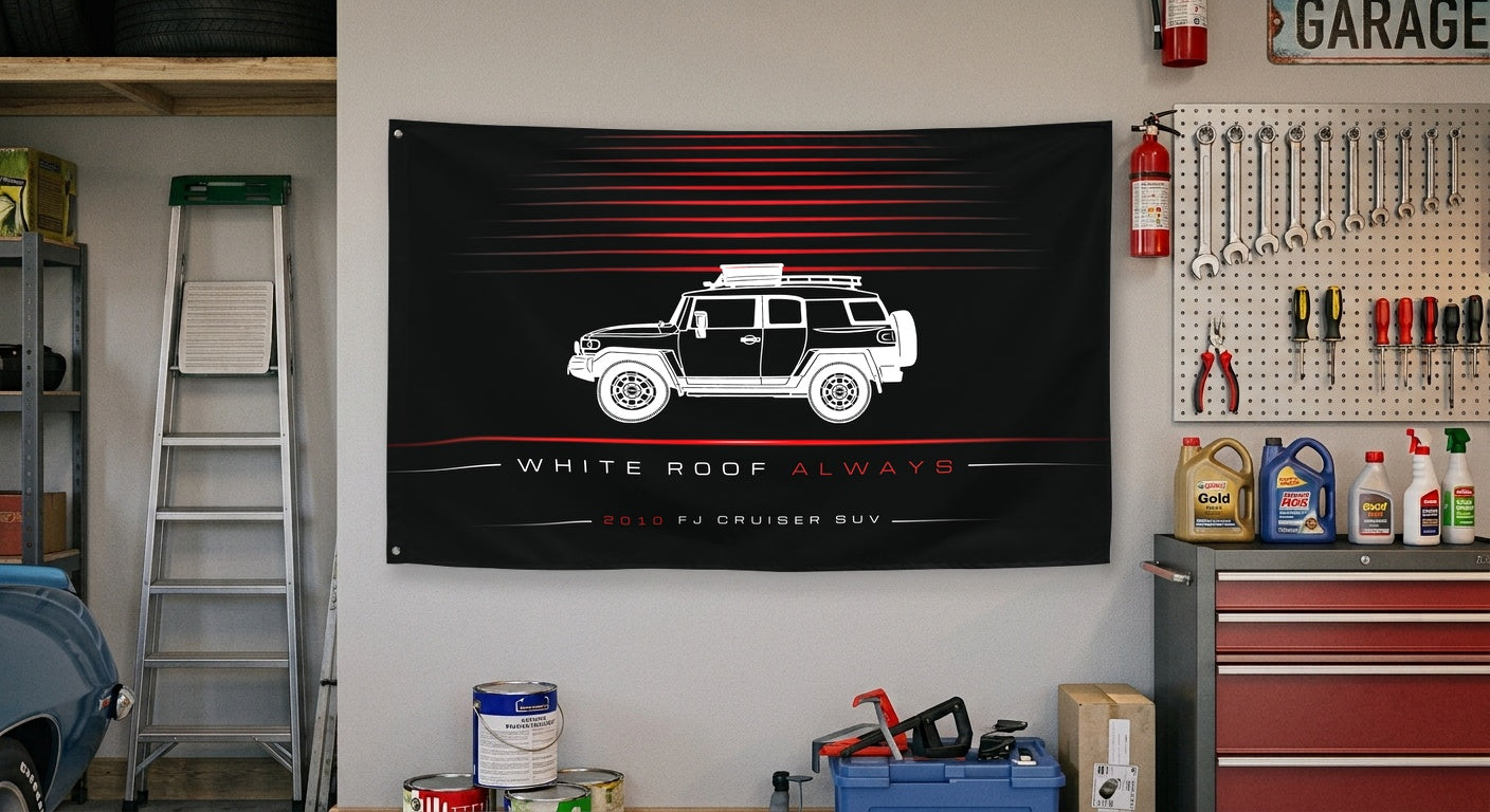 Toyota FJ Cruiser SUV 2010 car silhouette flag - Garage Wall