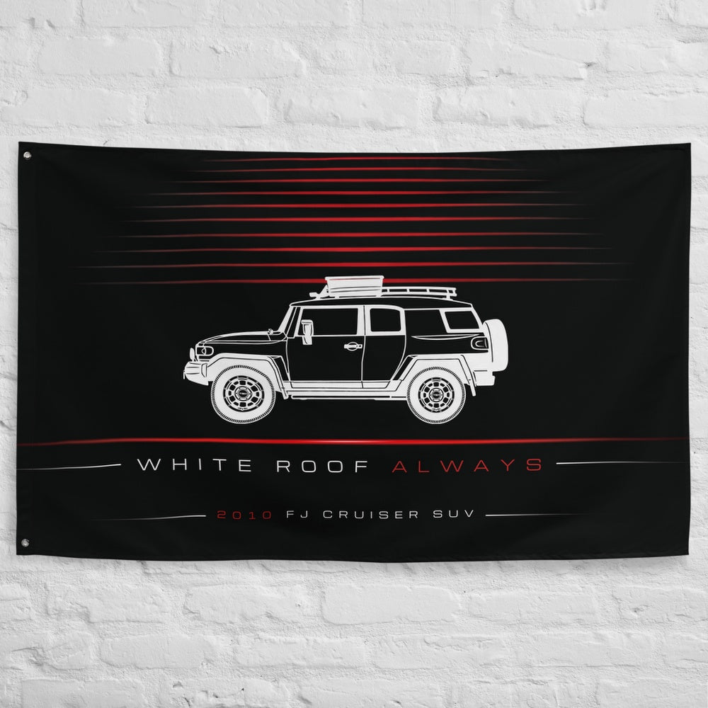 Toyota FJ Cruiser SUV 2010 car silhouette flag - White Brick Wall