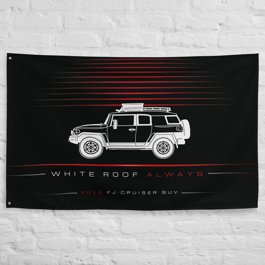 Toyota FJ Cruiser SUV 2010 car silhouette flag - White Brick Wall