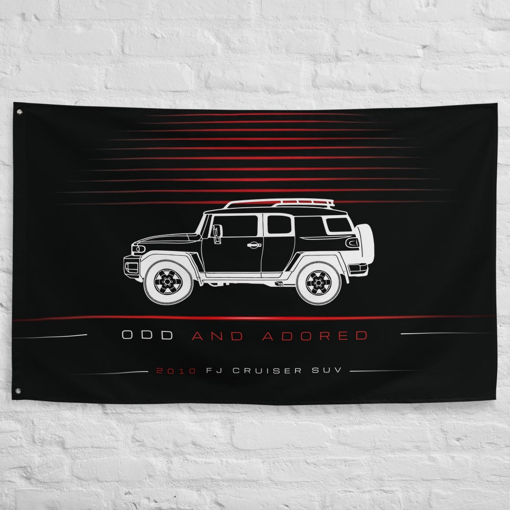 Toyota FJ Cruiser SUV 2010 car silhouette flag - White Brick Wall