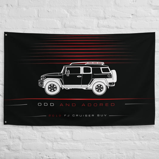 Toyota FJ Cruiser SUV 2010 car silhouette flag - White Brick Wall