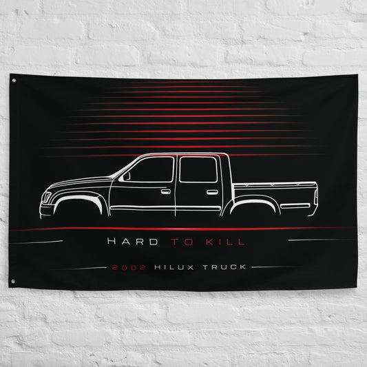Toyota Hilux Truck 2002 car silhouette flag - White Brick Wall