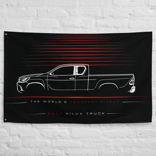 Toyota Hilux Truck 2017 car silhouette flag - White Brick Wall