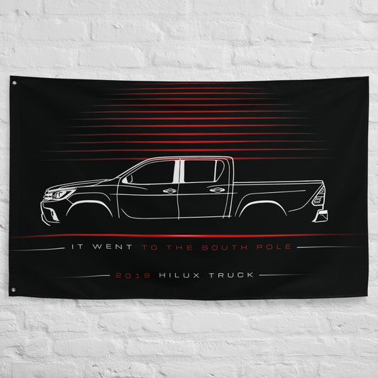 Toyota Hilux Truck 2019 car silhouette flag - White Brick Wall