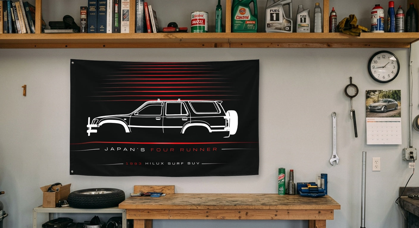 Toyota Hilux Surf SUV 1993 car silhouette flag - Garage Workbench