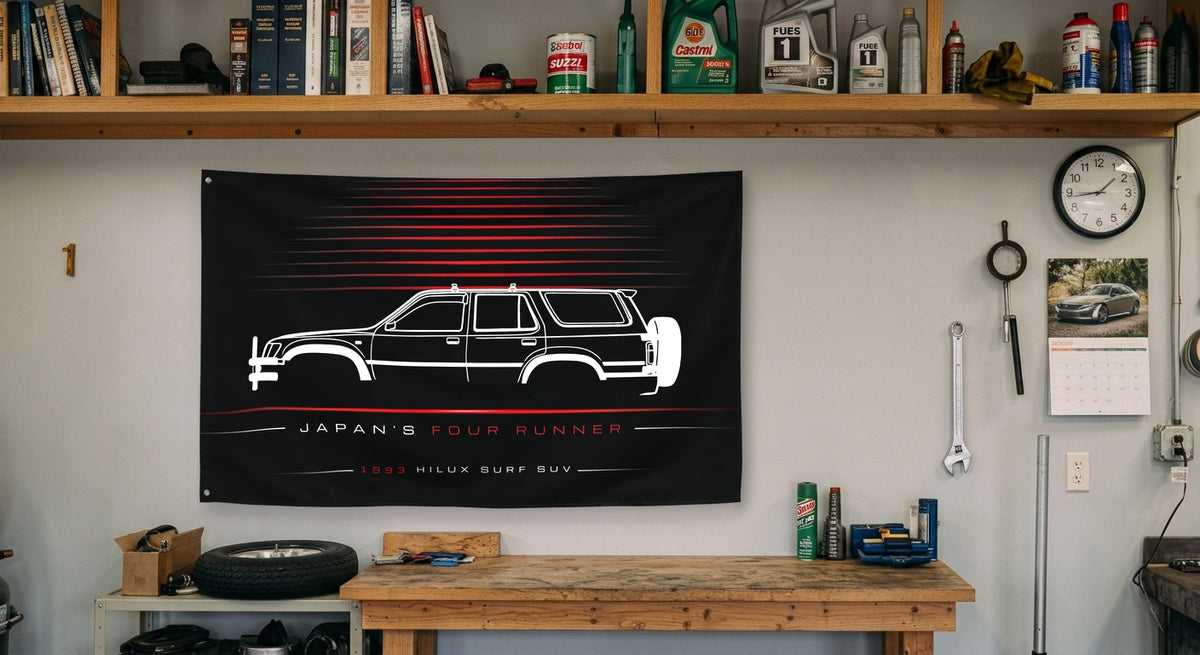 Toyota Hilux Surf SUV 1993 car silhouette flag - Garage Workbench