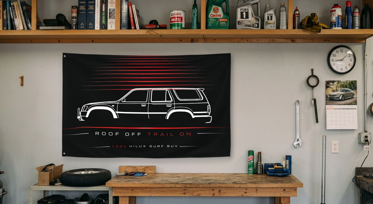 Toyota Hilux Surf SUV 1993 car silhouette flag - Garage Workbench