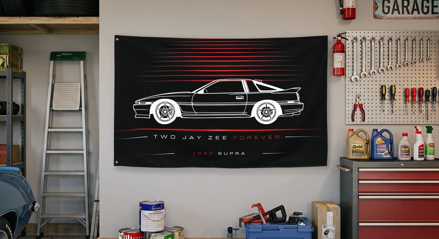 Toyota Supra 1992 car silhouette flag - Garage Wall