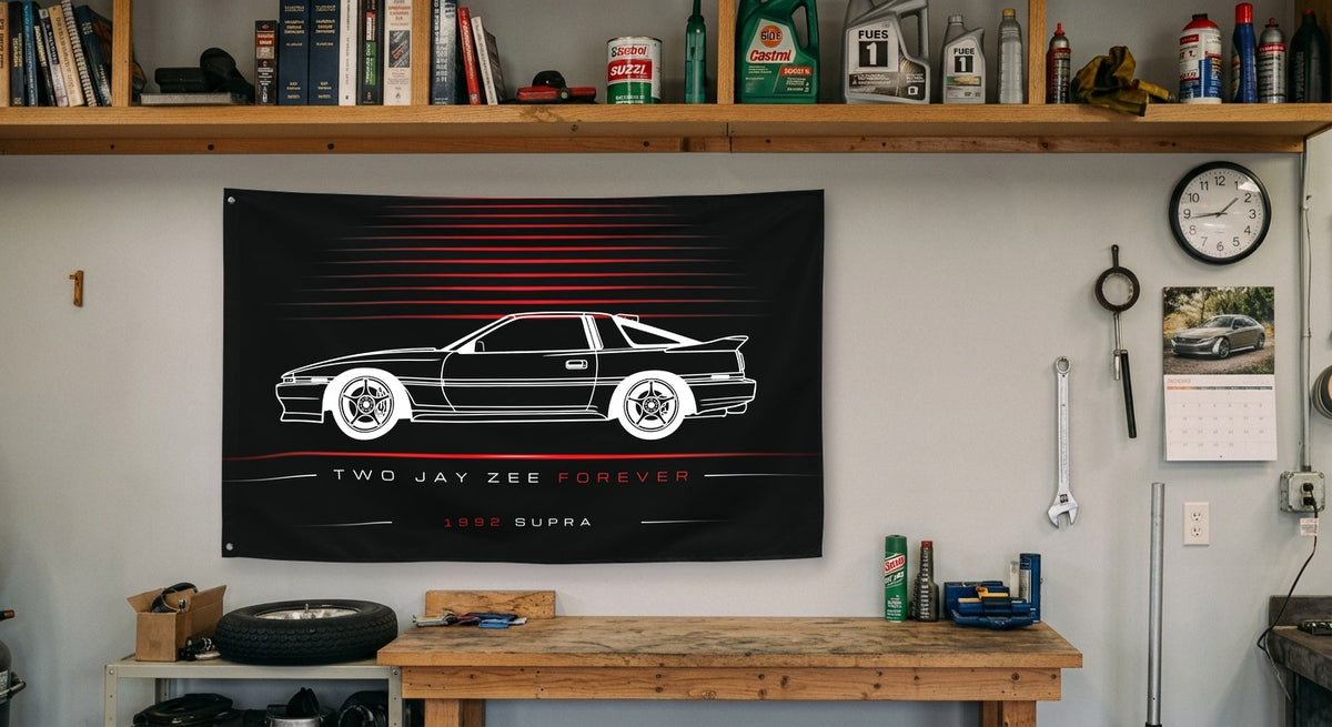 Toyota Supra 1992 car silhouette flag - Garage Workbench