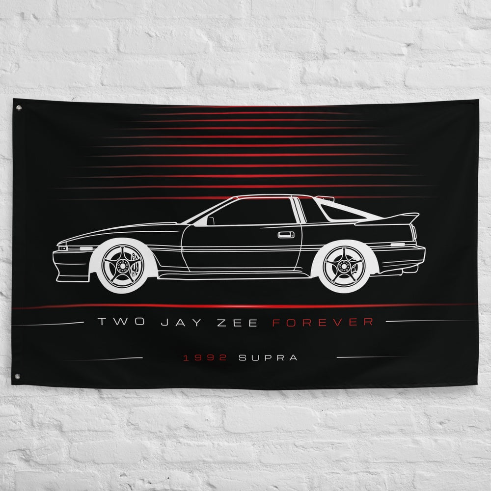 Toyota Supra 1992 car silhouette flag - White Brick Wall