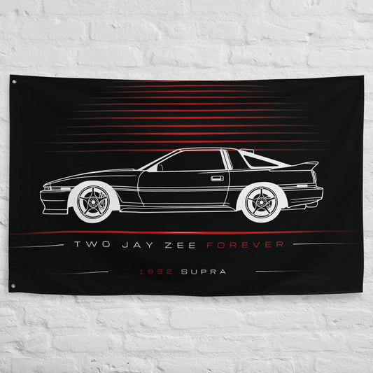 Toyota Supra 1992 car silhouette flag - White Brick Wall