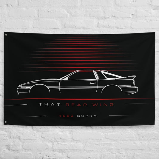 Toyota Supra 1993 car silhouette flag - White Brick Wall