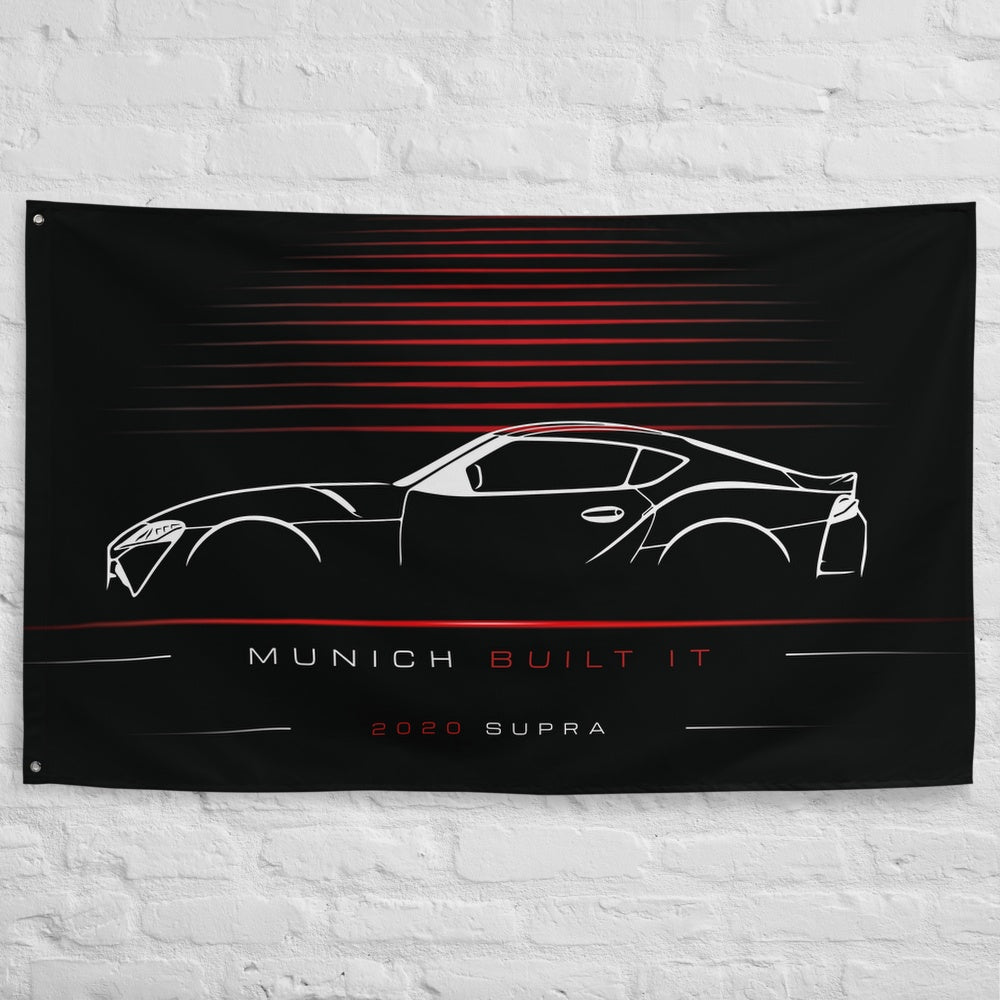 Toyota Supra 2020 car silhouette flag - White Brick Wall