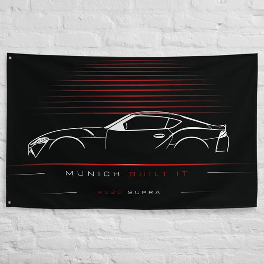 Toyota Supra 2020 car silhouette flag - White Brick Wall