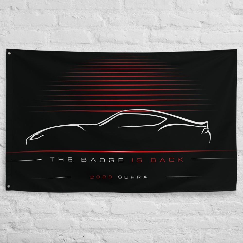 Toyota Supra 2020 car silhouette flag - White Brick Wall