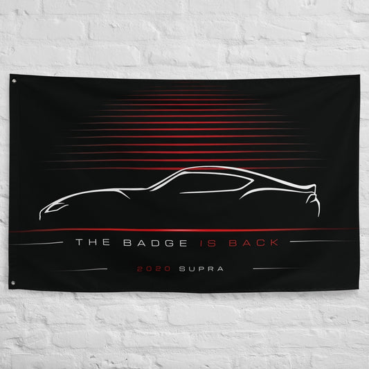 Toyota Supra 2020 car silhouette flag - White Brick Wall