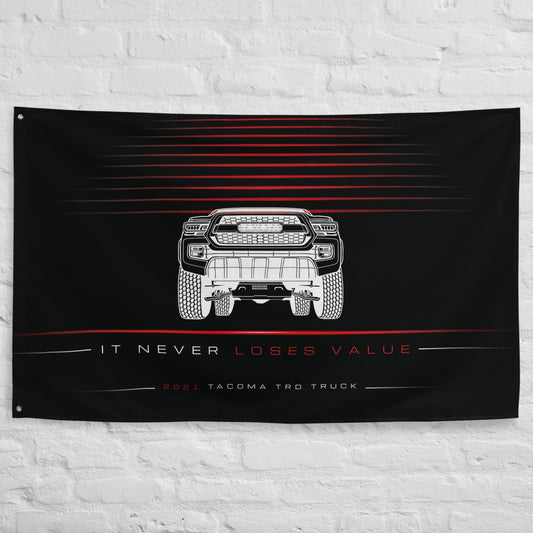 Toyota Tacoma TRD Truck 2021 car silhouette flag - White Brick Wall