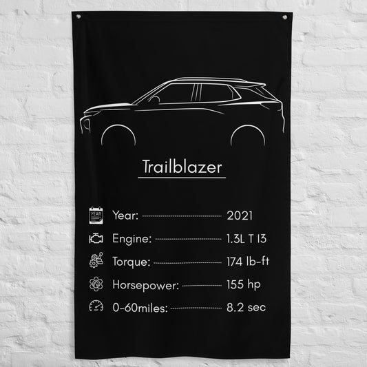 Chevrolet Trailblazer 2021 car silhouette spec flag - White Brick Wall