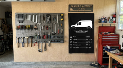 Ford Transit Connect 2008 car silhouette spec flag - Garage Plywood Wall