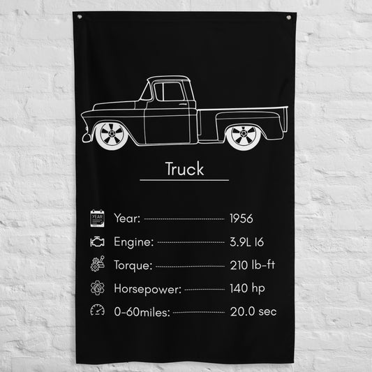 Chevrolet Truck 1956 car silhouette spec flag - White Brick Wall