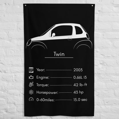 Suzuki Twin 2003 car silhouette spec flag - White Brick Wall