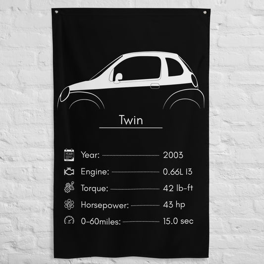 Suzuki Twin 2003 car silhouette spec flag - White Brick Wall