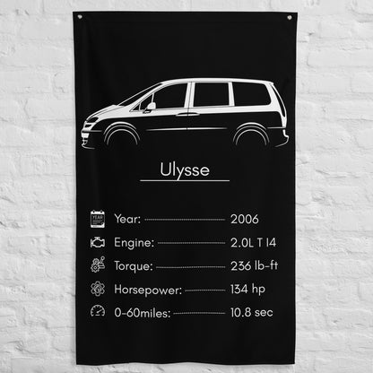 Fiat Ulysse 2006 car silhouette spec flag - White Brick Wall