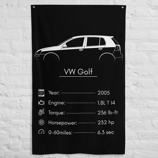 ABT VW Golf 2005 car silhouette spec flag - White Brick Wall