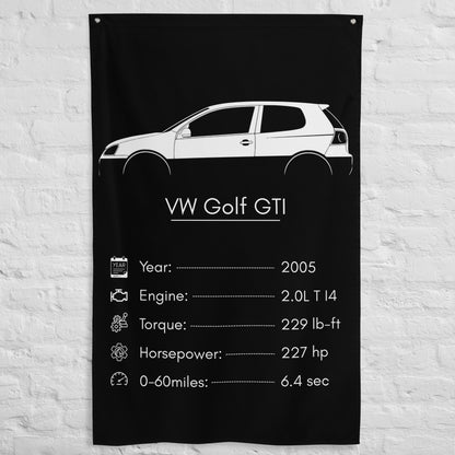 ABT VW Golf GTI 2005 car silhouette spec flag - White Brick Wall