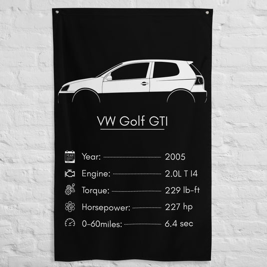ABT VW Golf GTI 2005 car silhouette spec flag - White Brick Wall