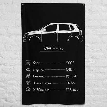 ABT VW Polo 2005 car silhouette spec flag - White Brick Wall