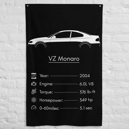 Holden VZ Monaro 2004 car silhouette spec flag - White Brick Wall