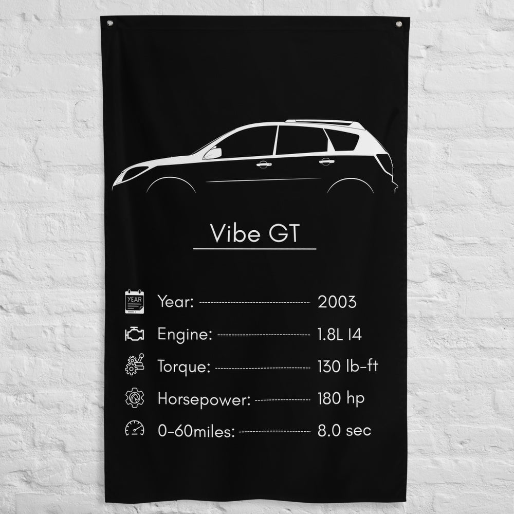 Pontiac Vibe GT 2003 car silhouette spec flag - White Brick Wall