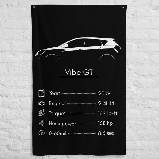 Pontiac Vibe GT 2009 car silhouette spec flag - White Brick Wall