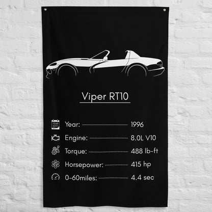 Dodge Viper RT10 1996 car silhouette spec flag - White Brick Wall