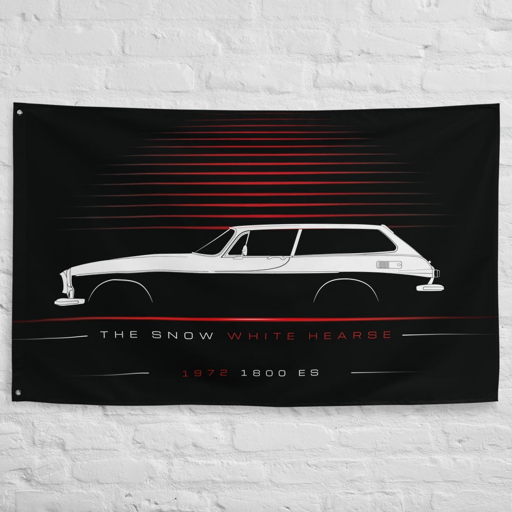 Volvo 1800 ES 1972 car silhouette flag - White Brick Wall