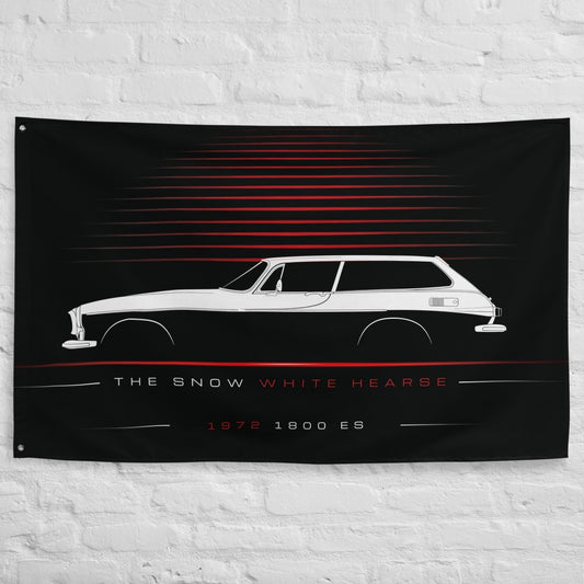 Volvo 1800 ES 1972 car silhouette flag - White Brick Wall
