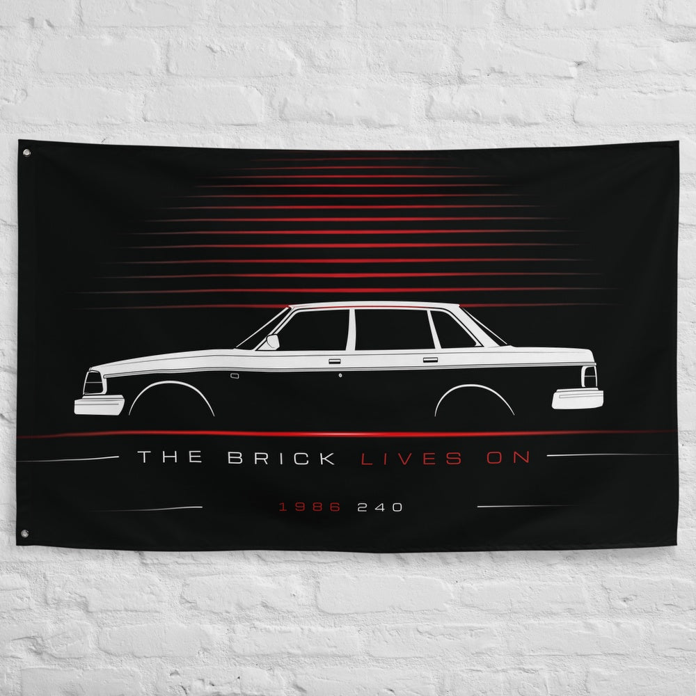 Volvo 240 1986 car silhouette flag - White Brick Wall