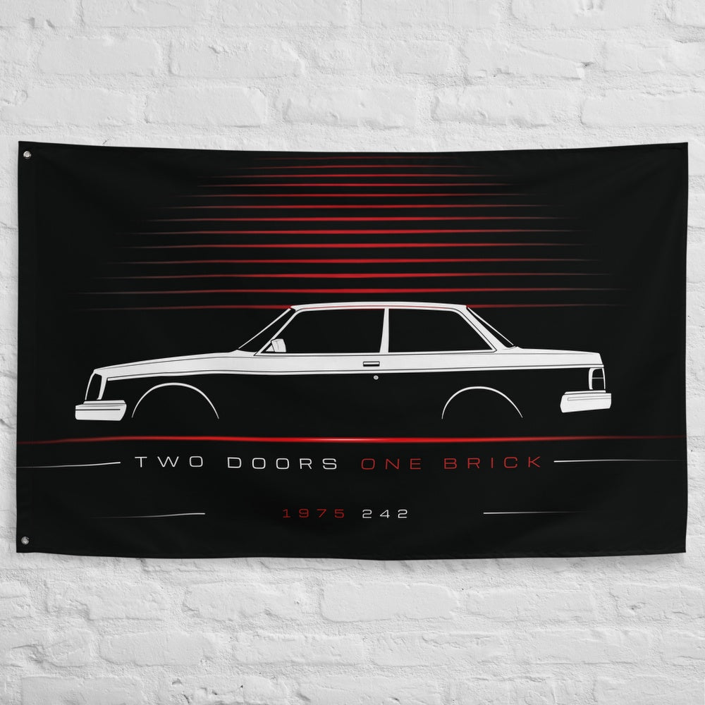 Volvo 242 1975 car silhouette flag - White Brick Wall