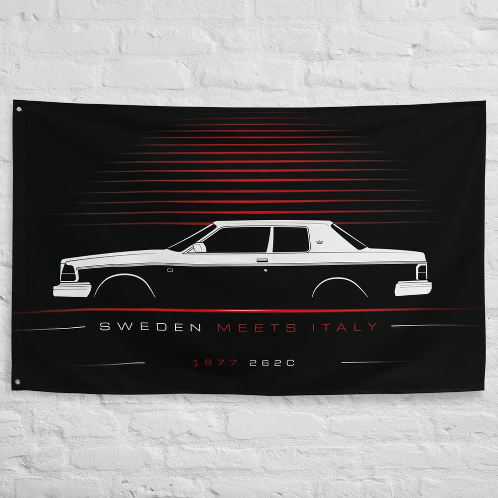 Volvo 262C 1977 car silhouette flag - White Brick Wall