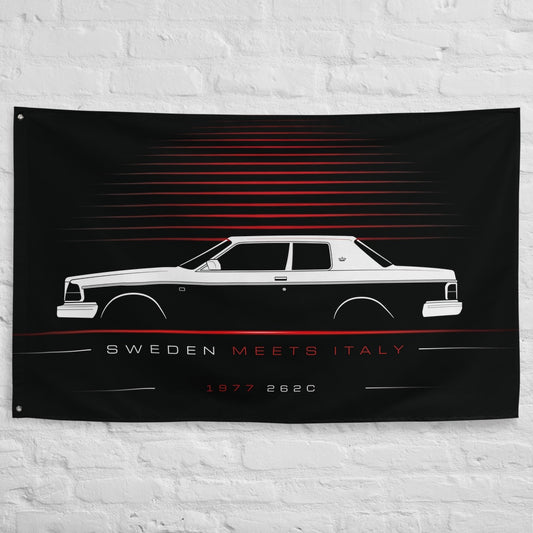 Volvo 262C 1977 car silhouette flag - White Brick Wall
