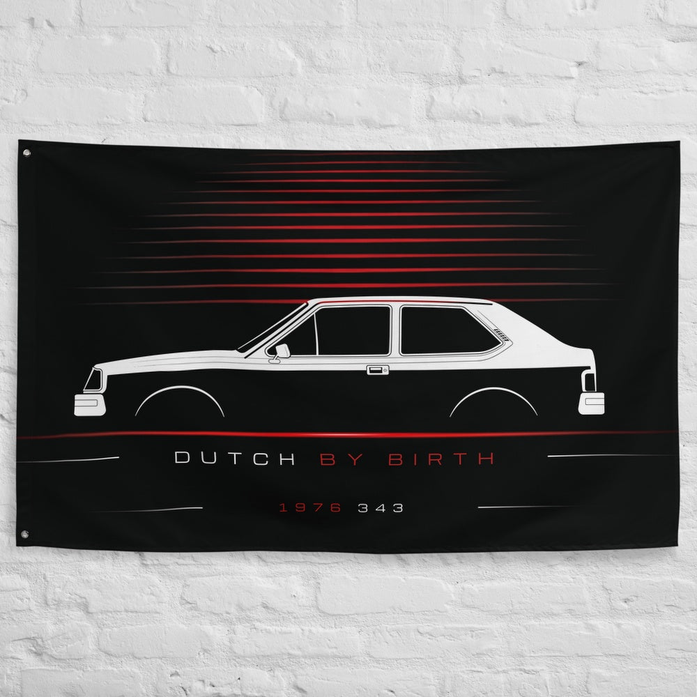 Volvo 343 1976 car silhouette flag - White Brick Wall