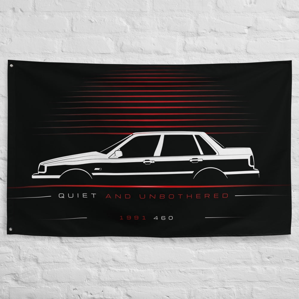 Volvo 460 1991 car silhouette flag - White Brick Wall