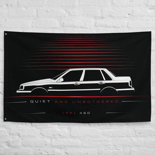 Volvo 460 1991 car silhouette flag - White Brick Wall