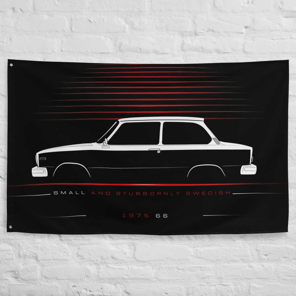 Volvo 66 1975 car silhouette flag - White Brick Wall