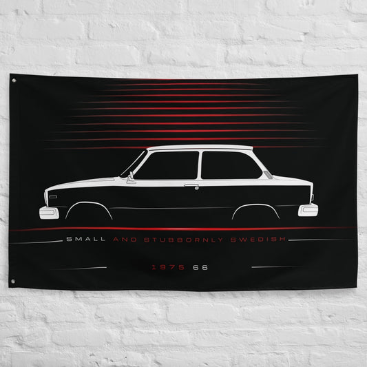 Volvo 66 1975 car silhouette flag - White Brick Wall