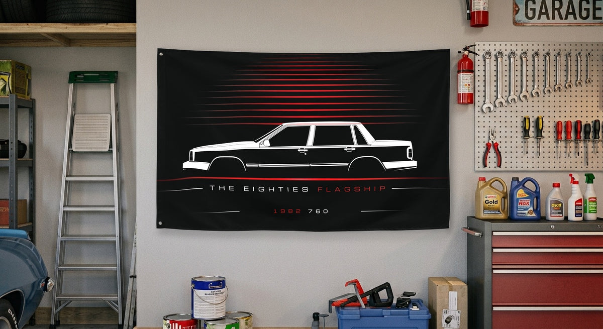 Volvo 760 1982 car silhouette flag - Garage Wall