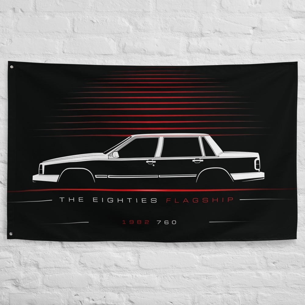 Volvo 760 1982 car silhouette flag - White Brick Wall